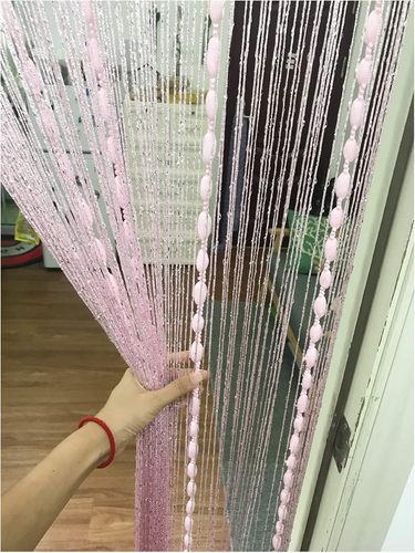 Door String Curtain Flat Silver Ribbon Thread with Shaggy Tassel Room Divider, 3 - Picture 9 of 12