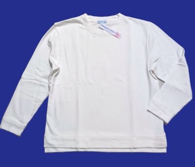 Sarasota Cotton M White Siesta Key French Terry Pullover Sweatshirt NWT New