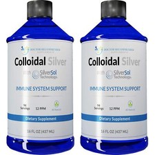 Colloidal Silver Liquid - 12 PPM Premium Silver Solution 60 MCG Per Serving A...
