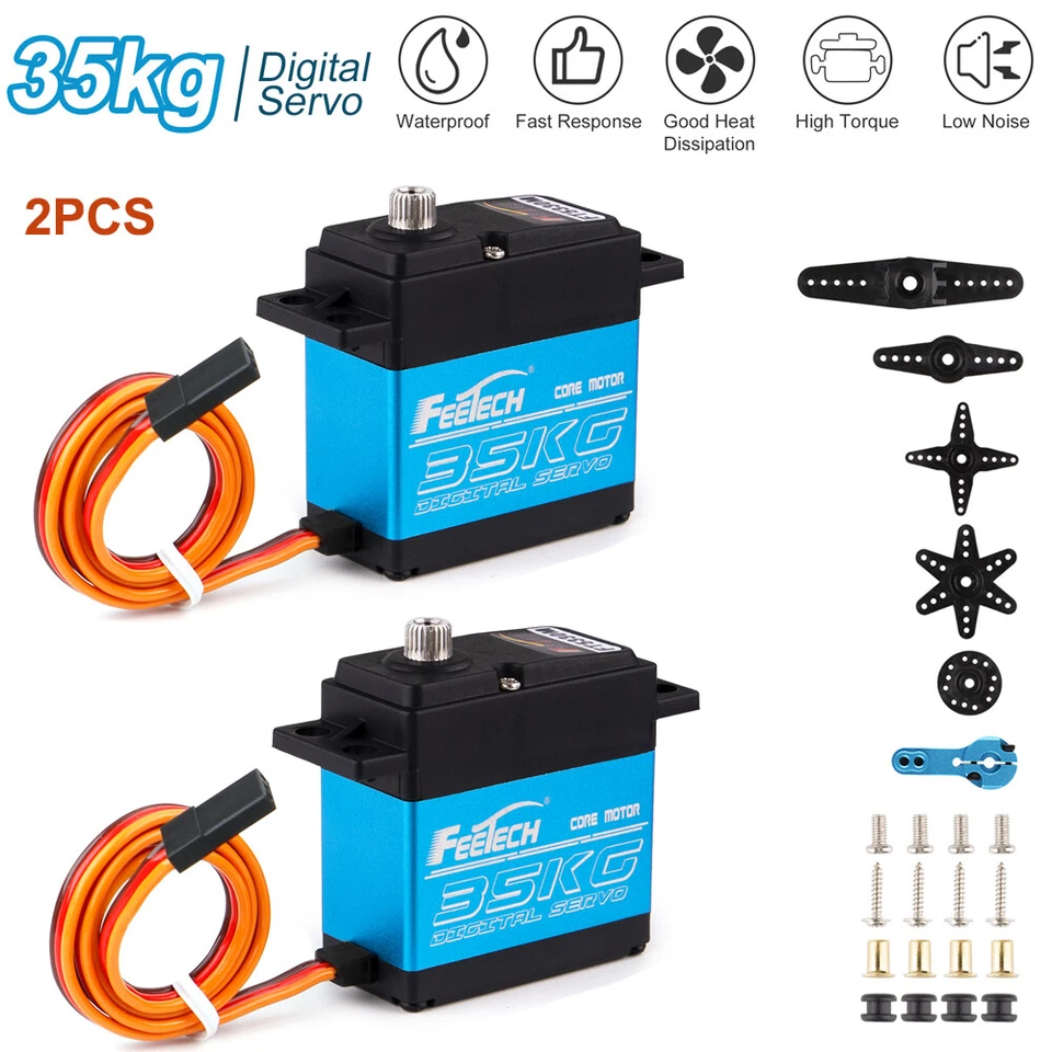 2 x RC Auto Digital Servo Motor 35KG Wasserdicht Metall Getriebe High Torque 25T - Bild 2 von 4