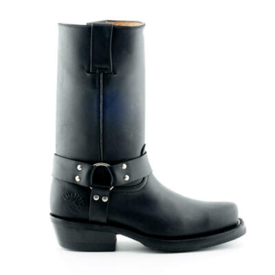 Ladies Leather Grinders Abilene Black Cowboy Western Slip On Harness Hi Boots