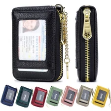 Small Wallets for Women Leather Card Case Holder Coin Change Purse with Keychain