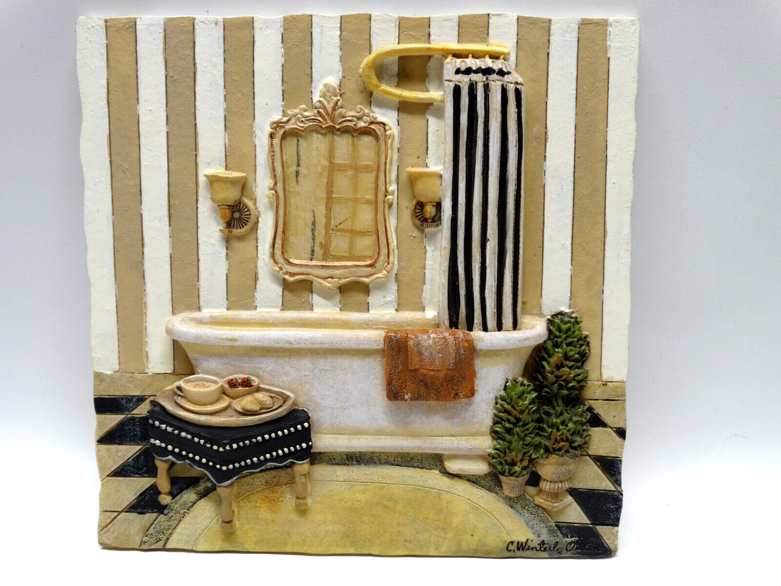 C. Winterle Olson Victorian Bathroom 3D Resin Wall Hanging Plaque EUC