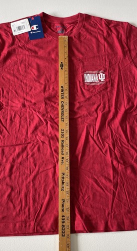 INDIANA UNIVERSITY XXL 2XL Champion Camiseta Roja Bolsillo Delantero Nueva Con Etiquetas - Imagen 9 de 10
