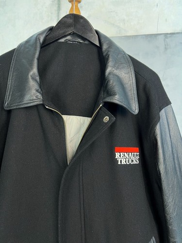 Vintage Renault Trucks Leather Wool Bomber Jacket Size L - Picture 3 of 6