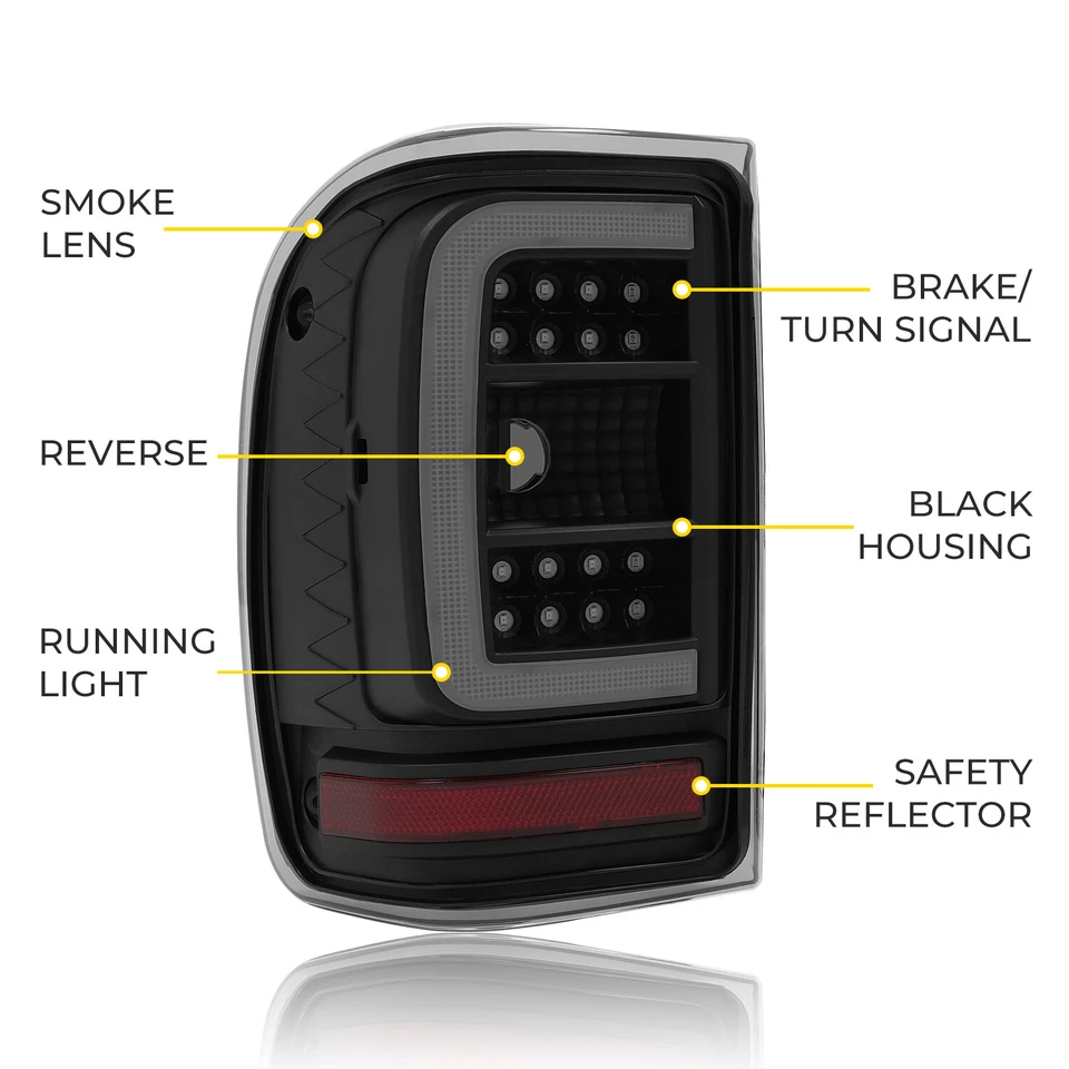 Full LED Tail Lights Turn Signal Brake Rear Lamps For Ford Ranger 2001-2011 Pair - Image 4 of 4