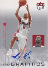 T.J FORD 2007-08 FLEER ULTRA AUTOGRAPHICS BLUE AUTO