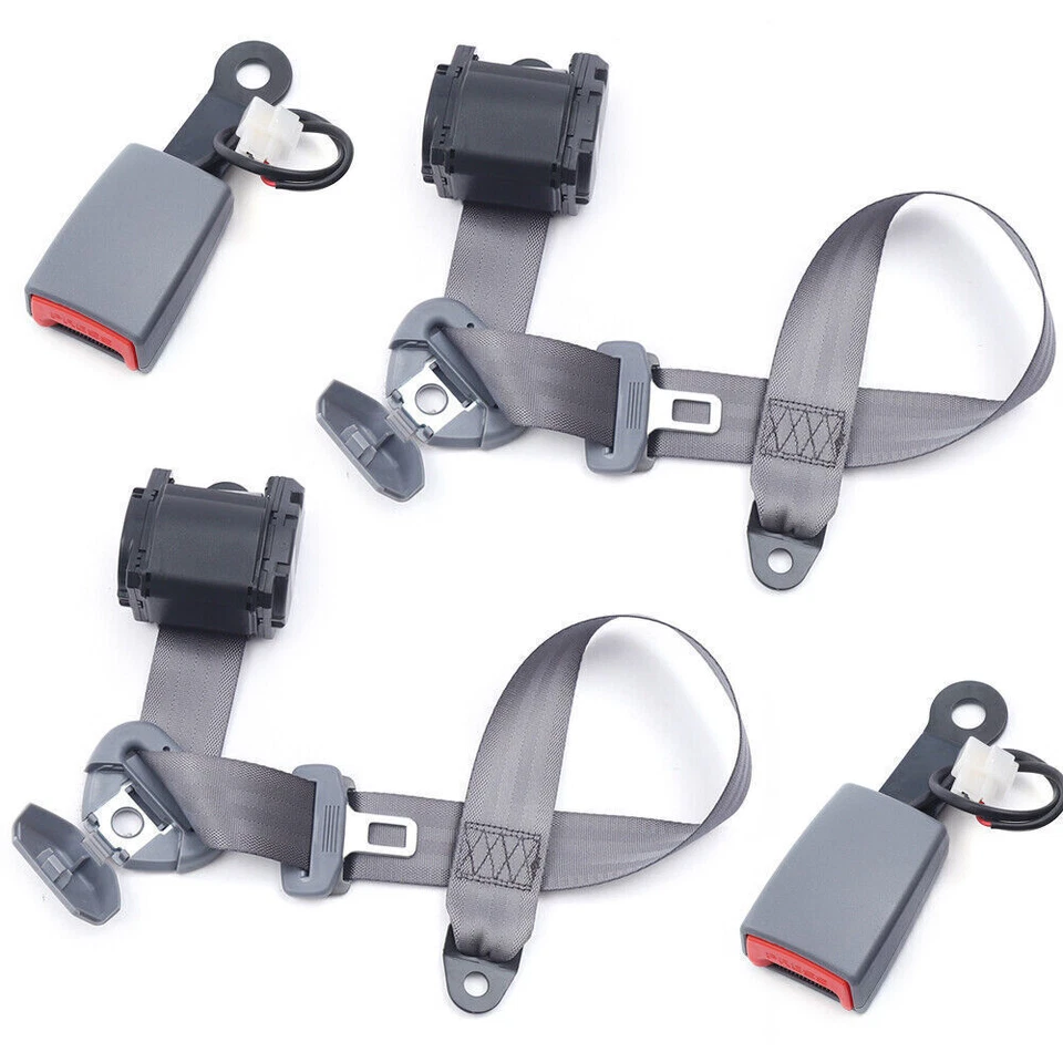 2pcs 3 Point Retractable Adjustable Safety Seat Belt Straps Car Vehicle Belt Kit - Image 3 of 4