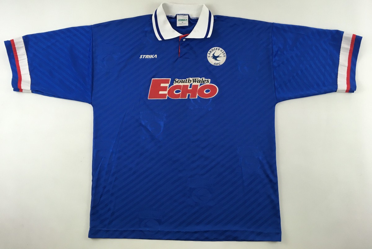 Cardiff City AFC 1994 1995 Echo home Strika blue shirt jersey