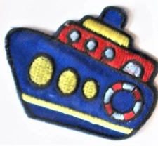 1 Sailing Ship Boat Iron-On Colorful Applique Dill Buttons of America Patches