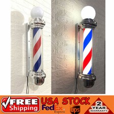 Barber Shop Pole Rotating Light Hair Salon Red/Blue/ White LED Stripes Sign Lamp