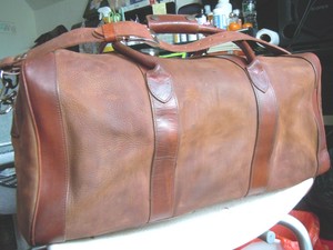 j crew leather weekender bag