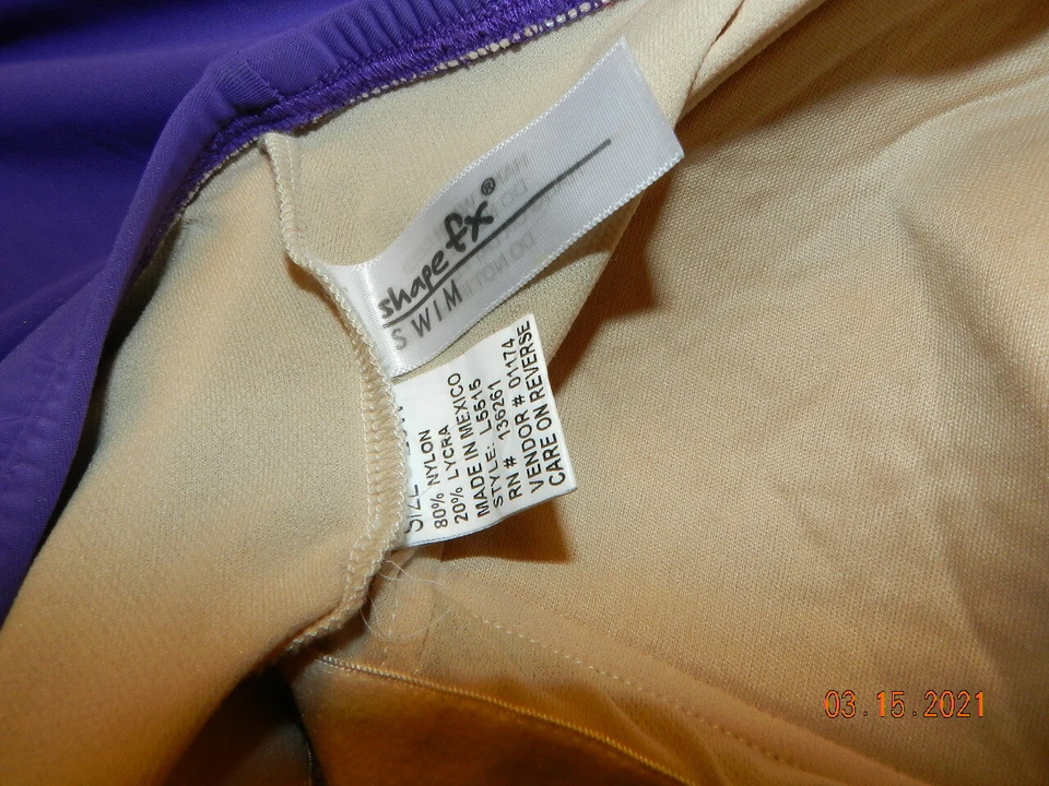 Shape FX Bandeau Cuello Corbata Púrpura Traje de Baño Traje de Baño 20W más Control de Figura Foto 3 de 3