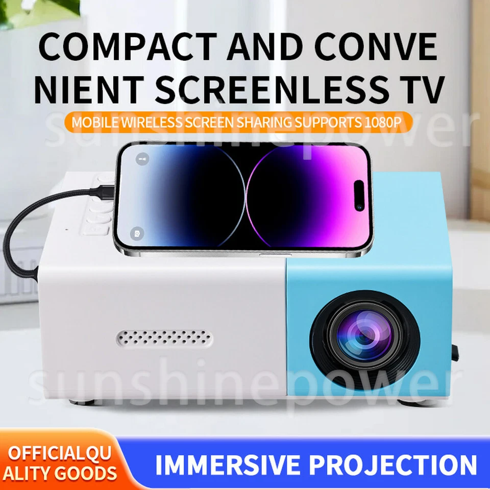 Mini LED Projector 1080P Portable Home Cinema Pocket Projector Party Theater - Image 3 of 4