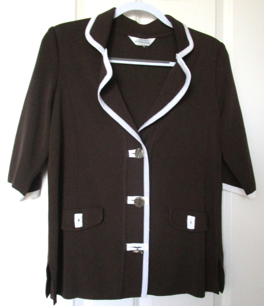 Exclusively Misook  Brown  Silver Button Acrylic … - image 1