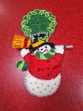 VTG 1970s Bucilla Snowman Christmas Jeweled Door Knob Cover From Kit 3401