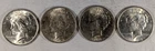 LOT OF 4 1923 P PEACE SILVER DOLLARS #50