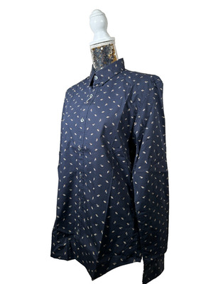 S. Oliver Slim Fit Hemd Herren in M in der Farbe Navy mit Muster NEU