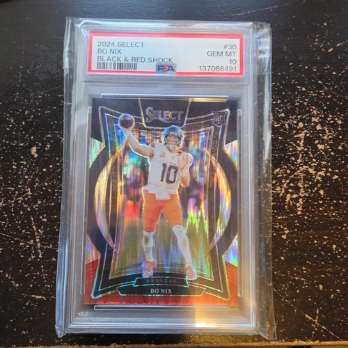 2024 Panini Select Bo Nix Black & Red Shock Prizm #30 PSA 10 Broncos
