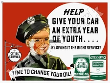 Cities Service Motor Oil Metal Sign 3 Sizes to Choose From