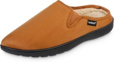 New Isotoner Memory Foam Brown Microsuede Hoodback Slippers Shoes XXL 13 - 14