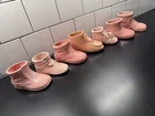 Vintage Collection of 7 Pink Pottery Baby Booties Shoes Planters Nursery Shower