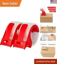 2-Pack Clear Packing Tape with Dispenser-2.7mil x 1.88" x 55Y Heavy Duty Pack...