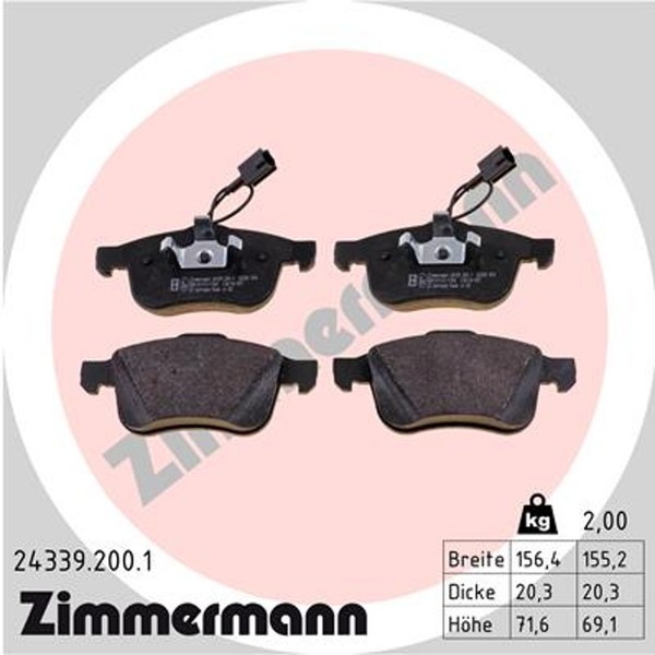 Zimmermann Bremsbelagsatz Scheibenbremse 24339.200.1 FüR Alfa Spider 159 Brera-image