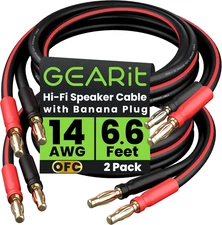 GearIT 14AWG Speaker Cable – Bi-Wire Banana Plugs HiFi Audio
