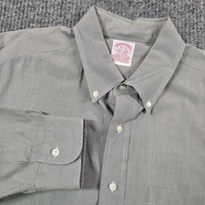 Vintage Brooks Brothers Shirt Mens 17-5 Gray Check Button Down Long Sleeve