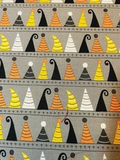 Moda FABRIC Hocus Pocus Grey Witch Hats Halloween Fat Eighth 9x21