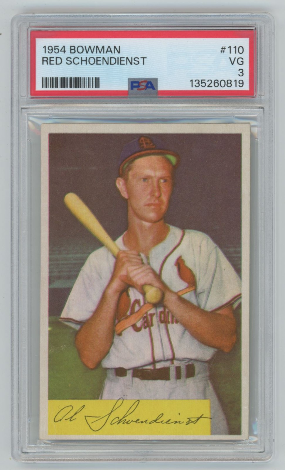 Red Schoendienst 1954 Bowman PSA 3 #110 St. Louis Cardinals