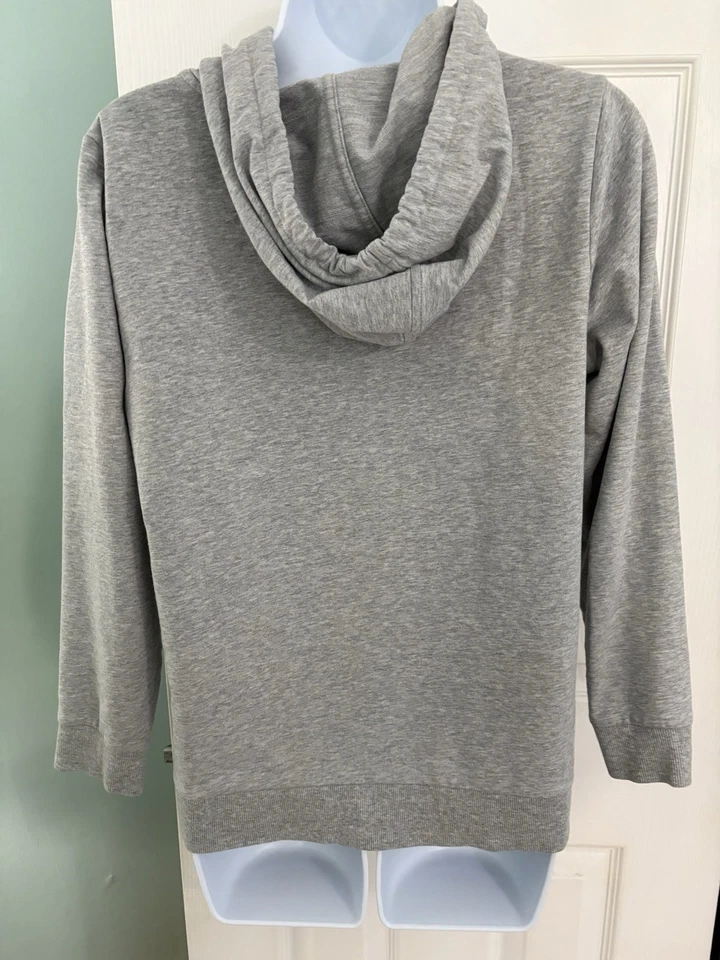 Michael Kors Womens 1/2 Zip Hoodie Gray w/ Silver Logo zipper sz med - Image 4 of 4
