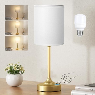 Stylish Dimmable Nightstand Lamp - Touch Control with Non-Flickering LED Bulb