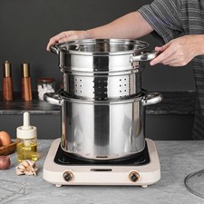 Stainless Steel 5L Pasta Pot Set with Strainer Lid Deep Stock Pot Induction