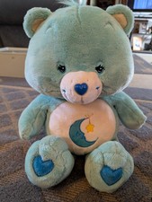 Care Bears HTF VTG 2002 Bedtime Bear Plush Blue Moon Star Heart Jumbo 26 Clean