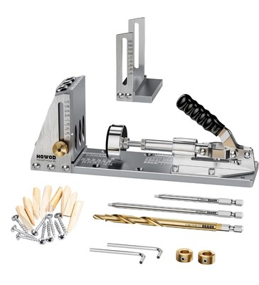 HOWOD Pocket Hole Jig Kit, Professional and Upgraded All-Metal Pocket Screw 