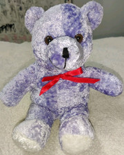Soft Purple Red Bow 7" Plush Sitting Teddy Bear Stuffed Animal