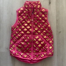 Simply Southern tried & true pink/gold vest elephants print size Small pockets