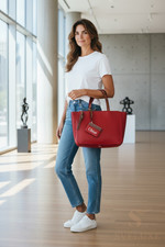Borsa tote Chloé Eden in pelle shopper bag rossa borsa con manici borsa logo Chloe + astuccio