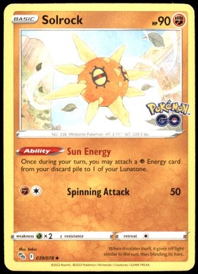 Solrock 039/078 Pokemon GO Regular MP Pokemon TCG
