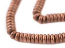 Copper Smooth Rondelle Beads 6mm Disk Large Hole 16 Inch Strand