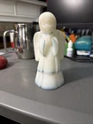 Fenton Glass Praying Angel Figurine Satin Milkglass Painted Signed
