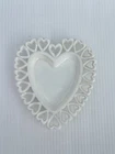 Vintage White Milk Glass Heart Trinket Dish Pierced Heart Border