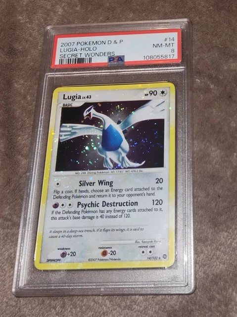 RARE HOLOBLEED SWIRL 2007 Secret Wonders Lugia 14/132 Holo Rare PSA 8 