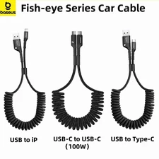 USB Type C Car Charge Cable, Braided, 2A, for iPhone Mobile Phone Data Cable