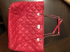 DKNY Red Quilted Leather Shoulder Bag