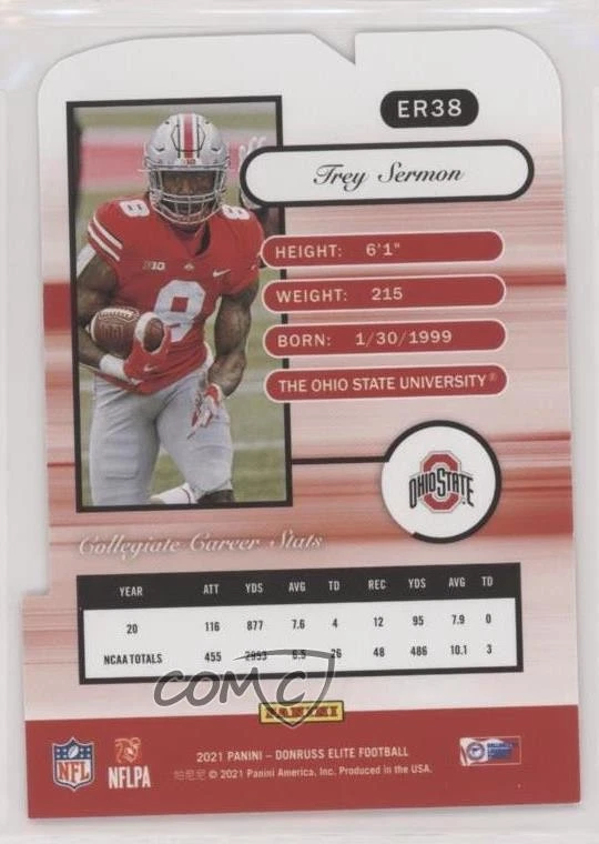 2021 Panini Donruss Elite 2001 Rookies Aspirations Die-Cut /92 Trey Sermon RC - Image 2 of 2