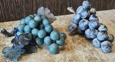 Two Vintage Italian Stone Fruit Grapes Purple Alabaster Blue Jade Clusters