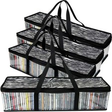 CD Storage Bags 4 Pack Clear PVC Plastic Media Carrying Case W/ Zipper